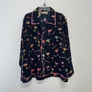 Life Style Womens 2X 3X Novelty Martini Jacket Geometric Festive Party LOUD